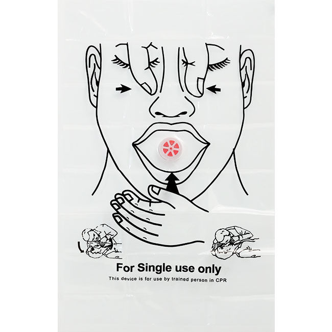 The CPR Face Shield with One-Way Valve showing instructions for use.