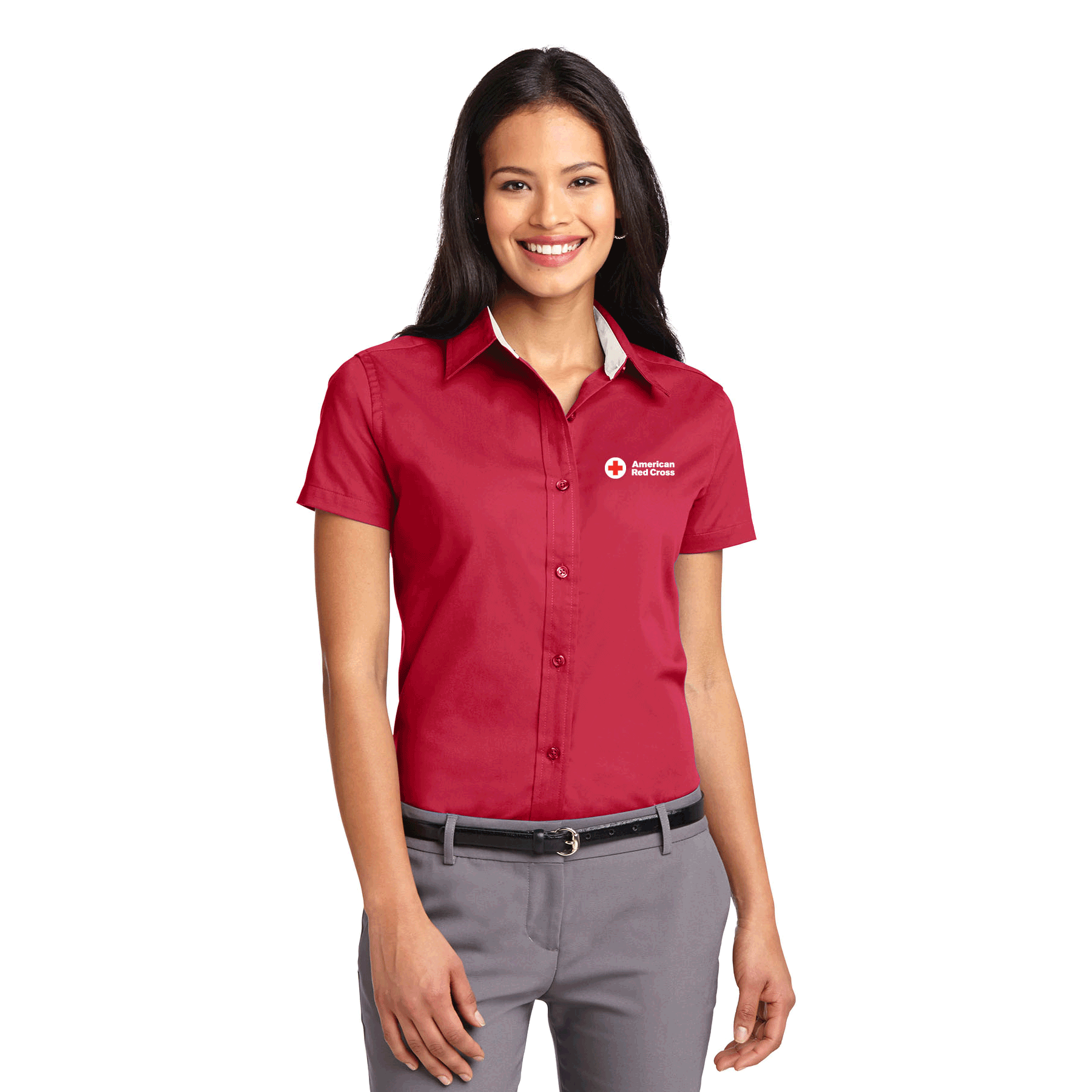 Women's Short Sleeve Button Up Oxford Shirt | Red Cross Store