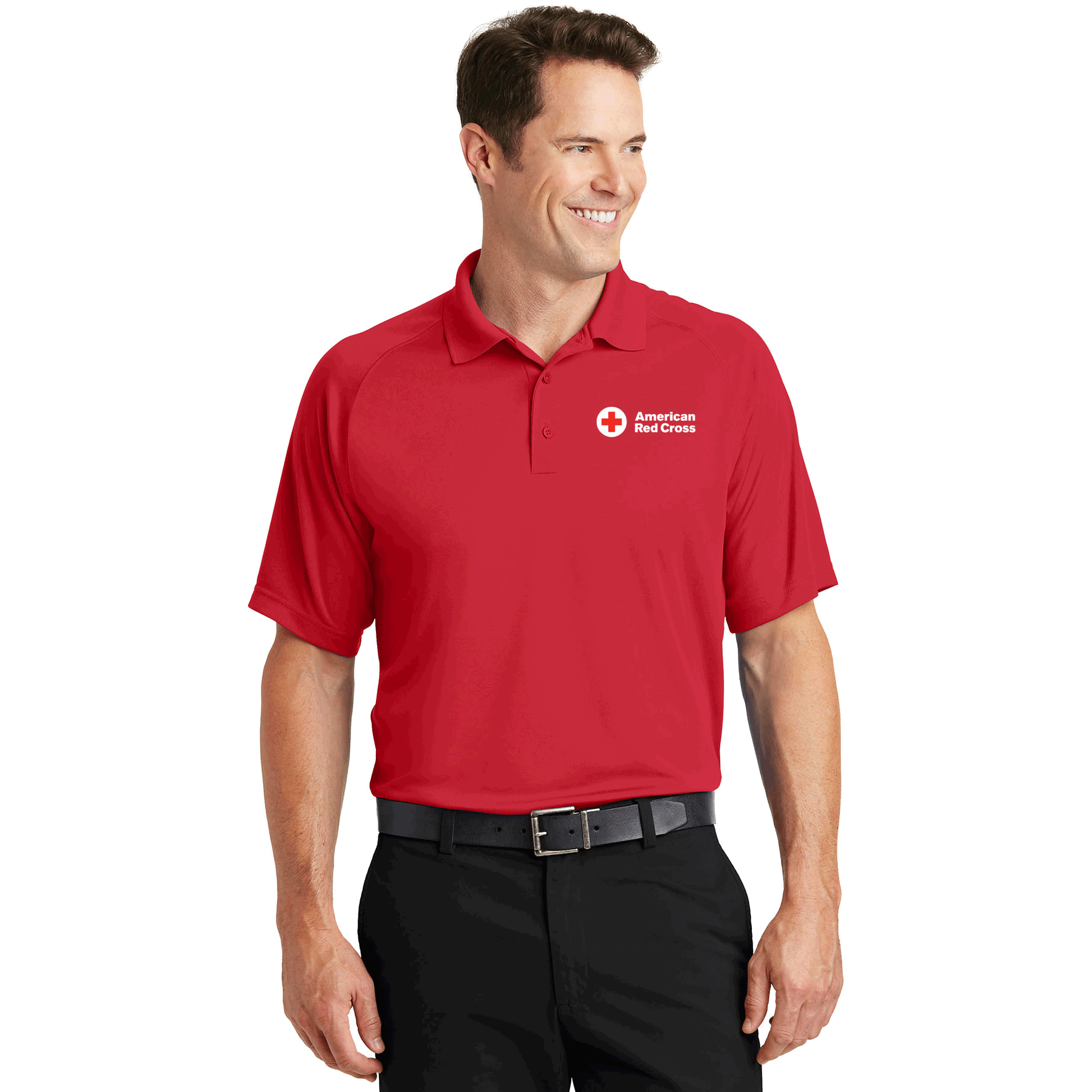 red and black polo shirts