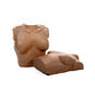 Two Brown Female Skins for Prestan Pro Adult CPR Manikins - one upright, one laid flat.
