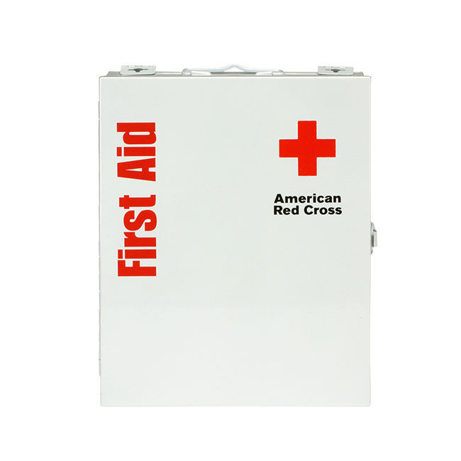 Medium SmartCompliance First Aid Kit with Metal Cabinet, ANSI A First Aid Kit - front, straight on view.