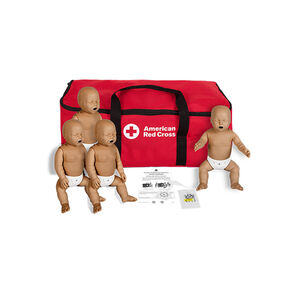 Prestan Infant CPR Manikin with CPR Monitors - (4 Pack), Brown Skin.