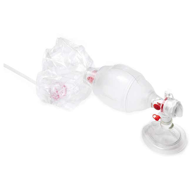 Infant SPUR II Bag Reservoir with Pop-Off Valve, Infant Mask, and O2 Tubing.