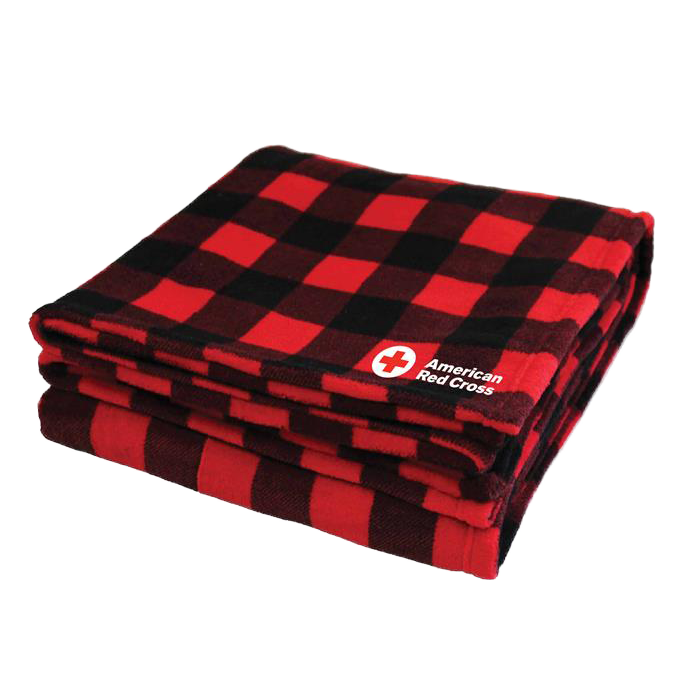 Fleece Blanket Black Red Checkered Red Cross Store
