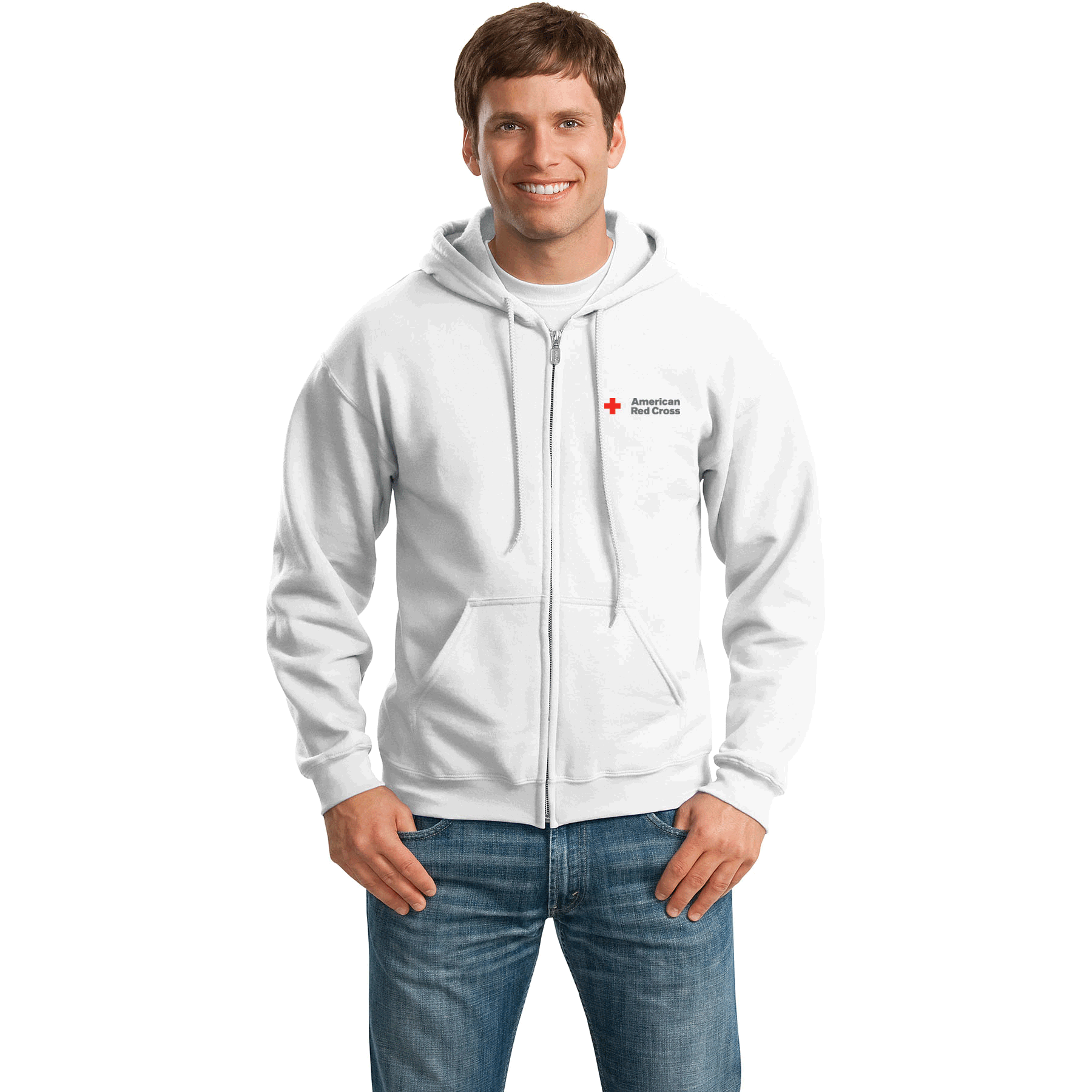 Unisex Zip Up Hoodie With Arc Logo Red Cross Store