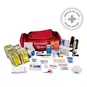 Emergency Preparedness Starter Kit with items including Drinking Water, Hand Crank Flashlights, Food Bars, Whistle, Bandages, Gauze, Comb and Hygiene Products.