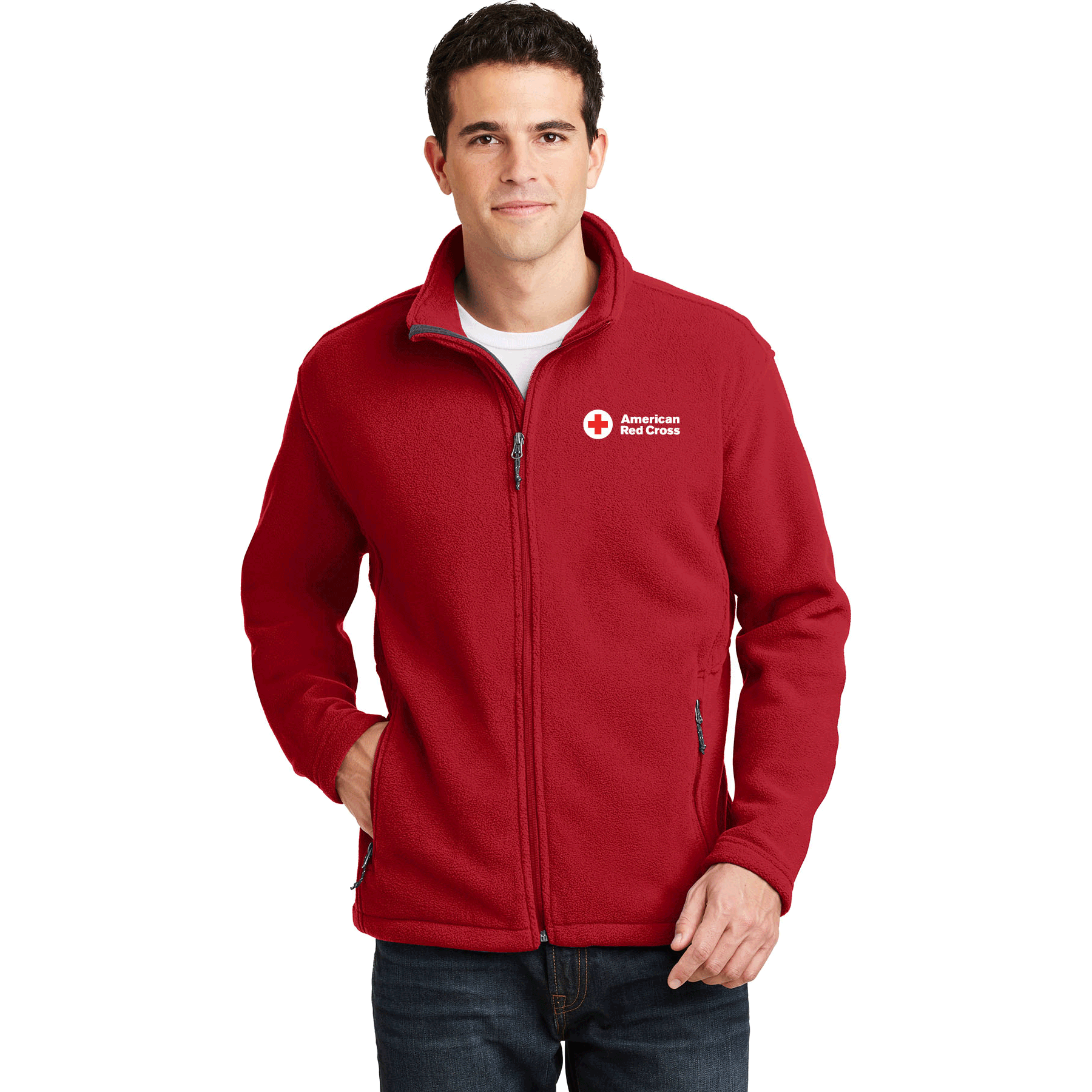 red transparent jacket