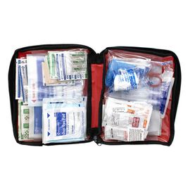 Deluxe All Purpose First Aid Kit, open, showing first aid supplies inside the case.