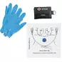 Pair of Latex Free Nitrile Gloves, Black CPR Keychain, and Face Shield with 1-Way Valve and Instructions for Use.