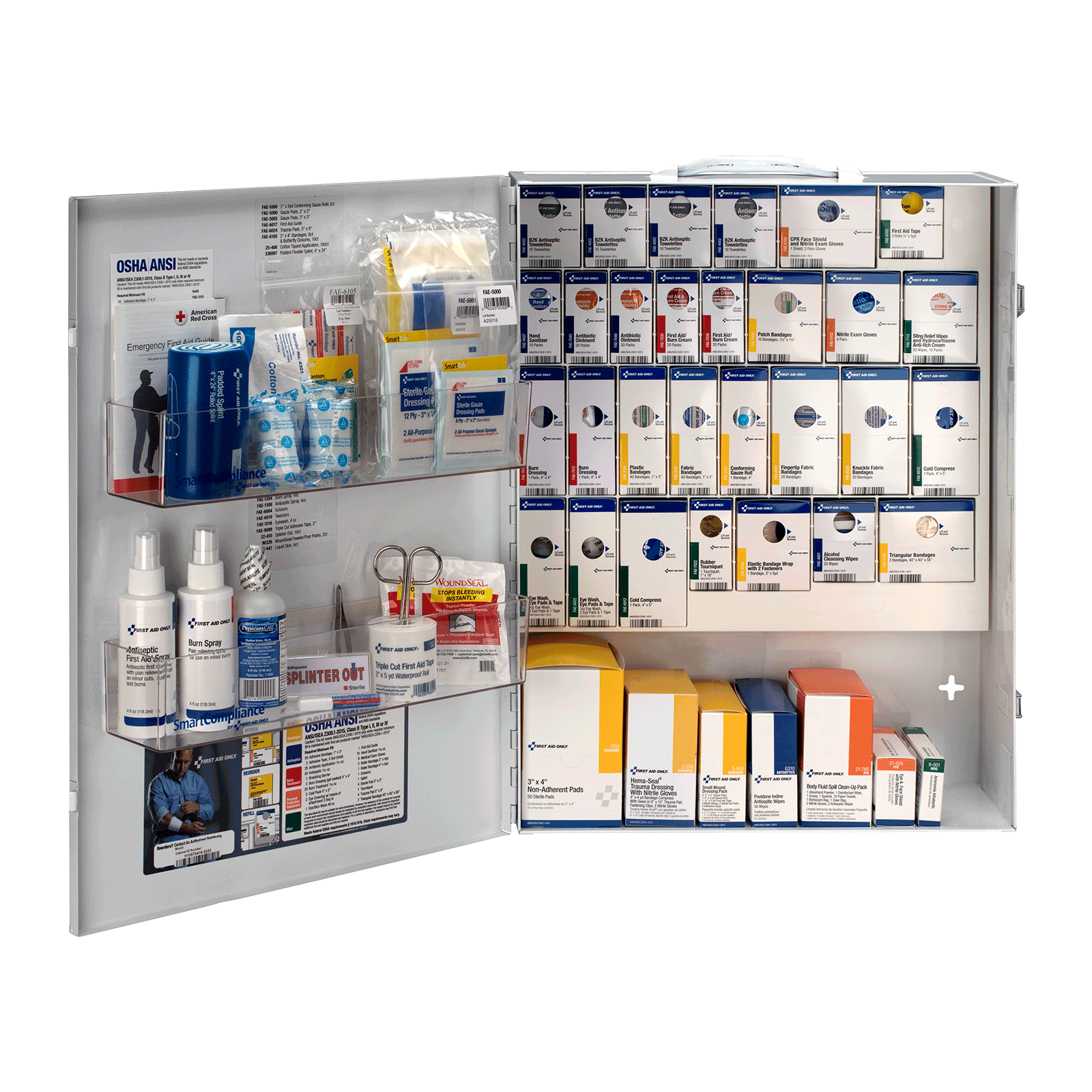 Extra Large Metal First Aid Cabinet 150 Person Red Cross Store