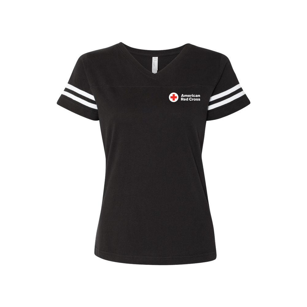 Women S V Neck Football Jersey T Shirt Red Cross Store