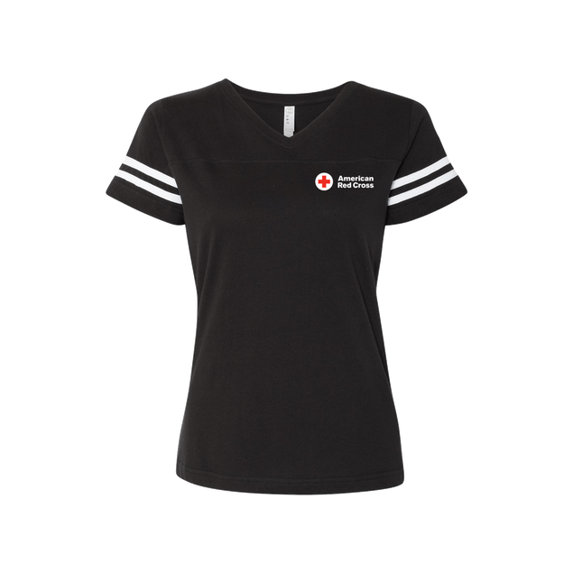 Women S V Neck Football Jersey T Shirt Red Cross Store