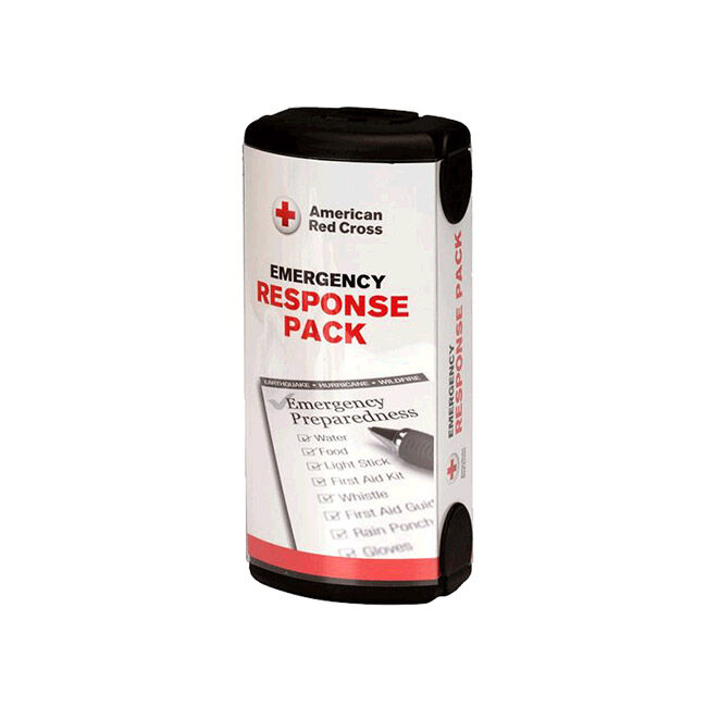 Front and side view of the American Red Cross Emergency Response Pack Packaging.