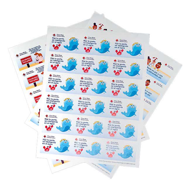 WHALE Tales swimming Sticker Spread Group of 3 Sheets, 3 of 3 Cruz Roja Americana.