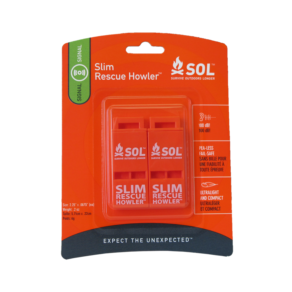 Sol Slim Rescue Howler Whistle 2 Pack Red Cross Store