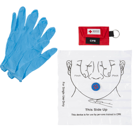 CPR Keychain, Face Shield with 1-Way Valve, 1 Pair Latex Free Nitrile Gloves