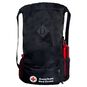 American Red Cross Drawstring Backpack showing the shoulder straps and compartments.