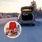 A car with its trunk open with first aid supplies inside from the Car Survival Kit.