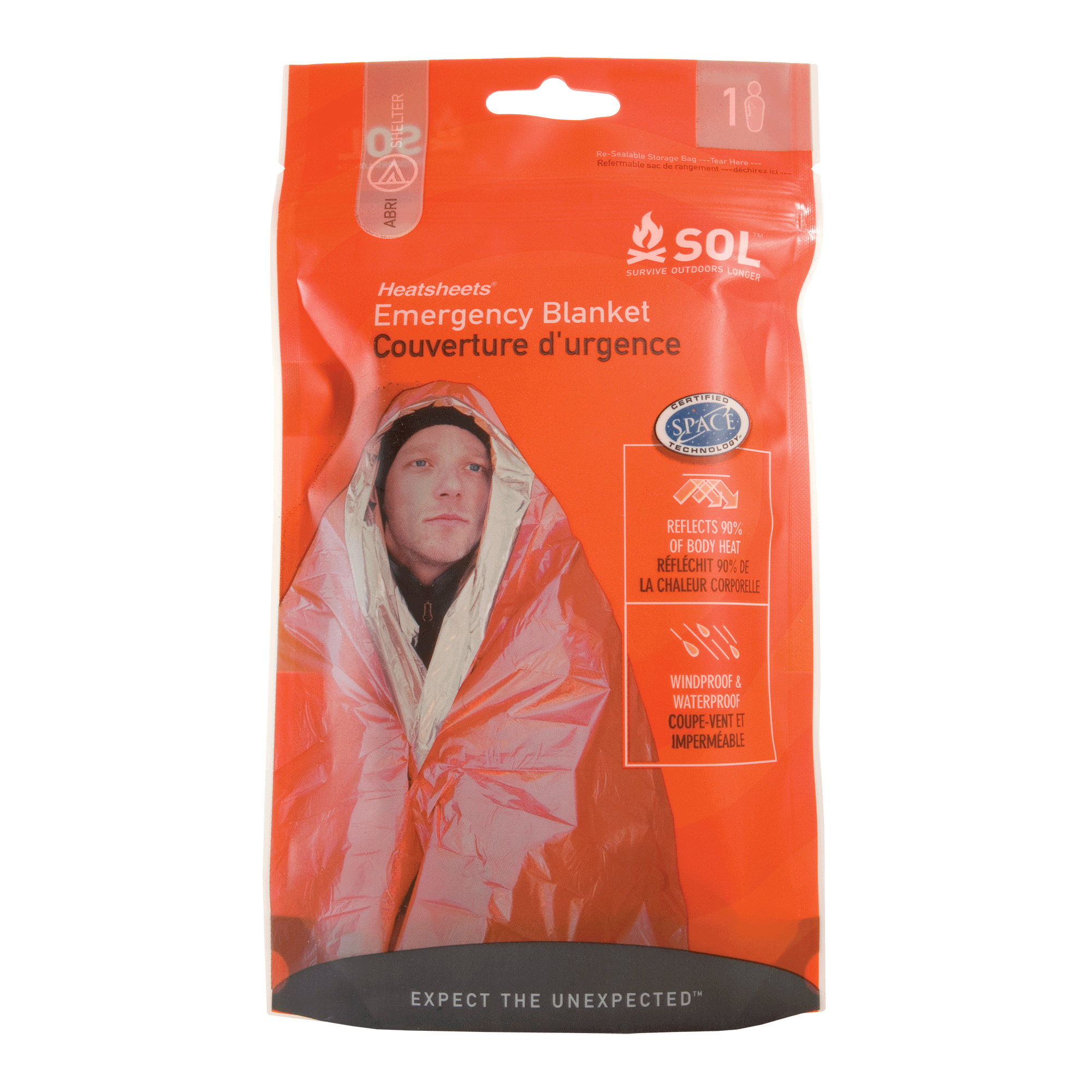 SOL Emergency Blanket SURVIVE OUTDOORS LONGER® Heatsheet, Survival Kit, Abri 