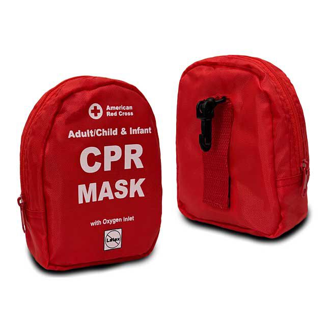 Adult/Child CPR Mask with O2 Inlet & Infant CPR Mask | Red
