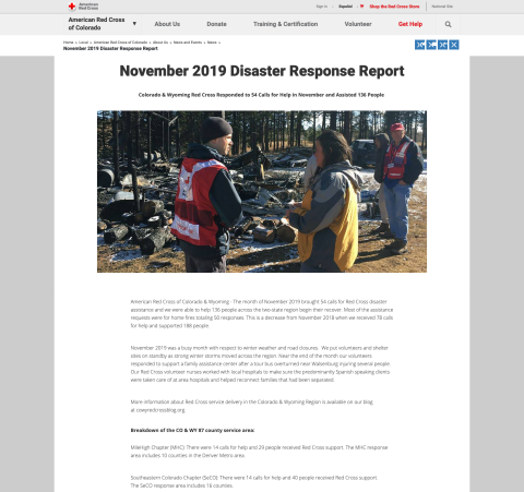 November 2019 Disaster Response Report