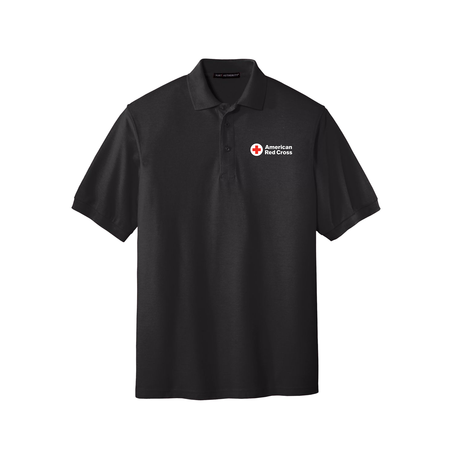 red black and white polo shirt